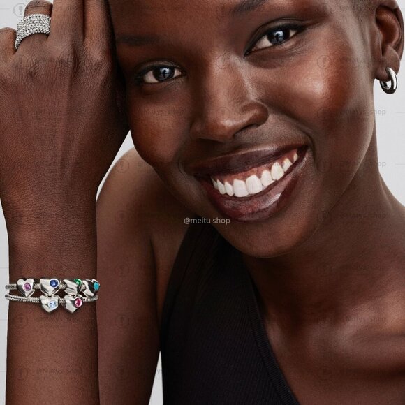 Pandora Engravable Blue Stone Heart Charm - Picture 6 of 6